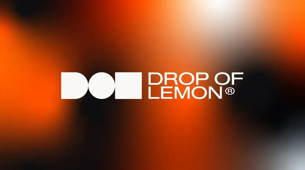 Logo de Drop of Lemon sobre su degradado, un caso de LINA